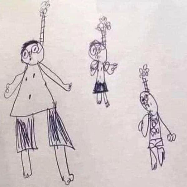 6歲男童畫出「上吊」圖，老師立刻請父母到校！真相一出：竟然是全家的快樂回憶！