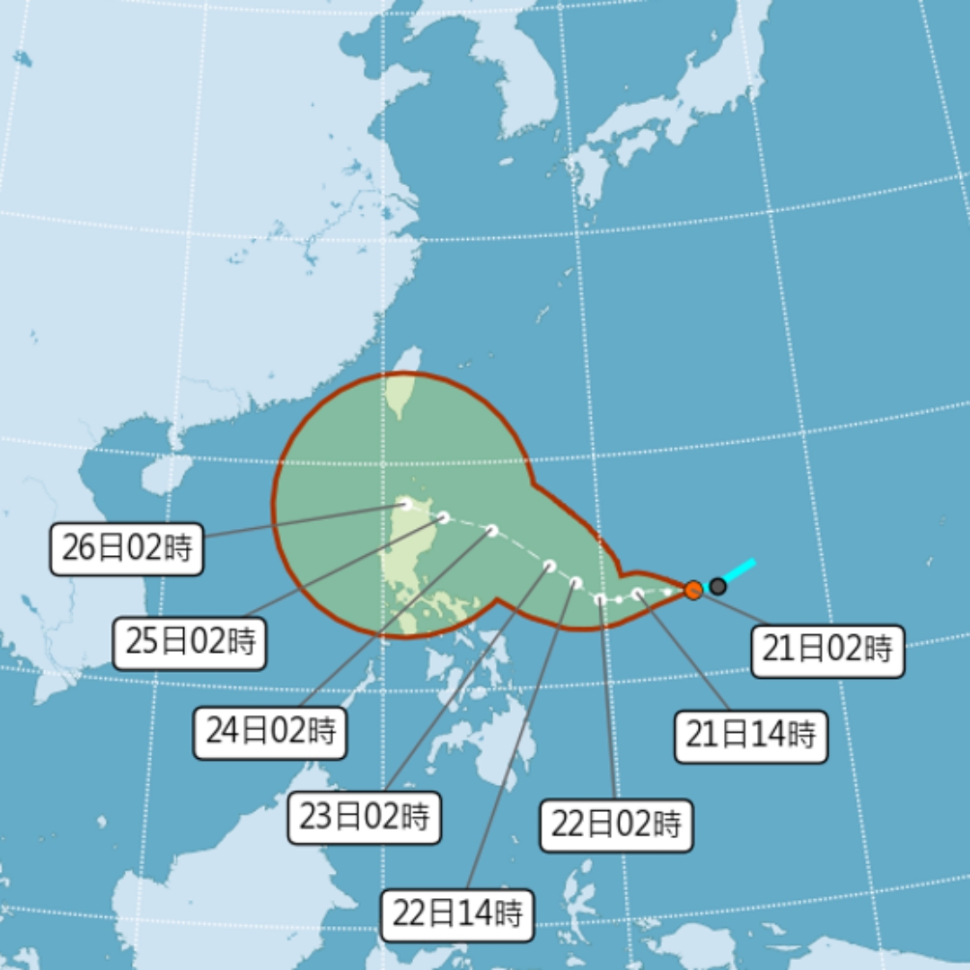 「準颱風潭美」影響台灣機率高，今天五縣市大雨特報