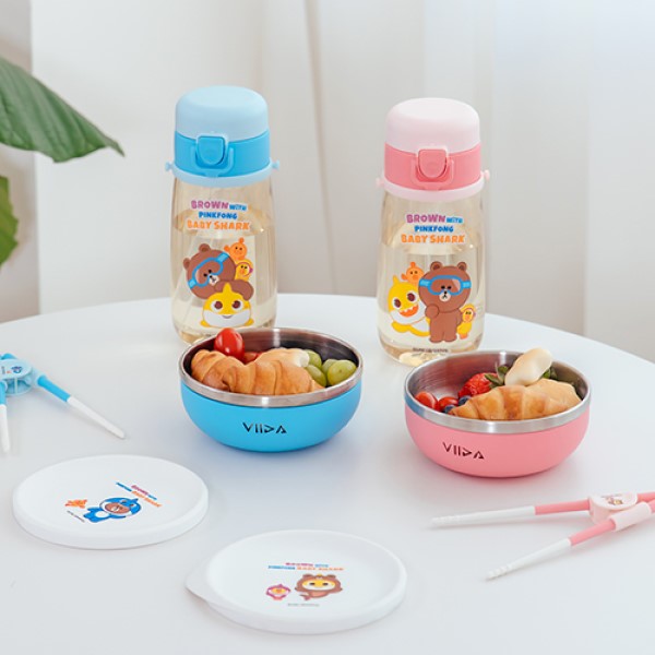 LINE FRIENDS X Pinkfong夢幻聯動商品來了！VIIDA | 兒童餐桌必備三件組，提升自理能力，童趣感十足！