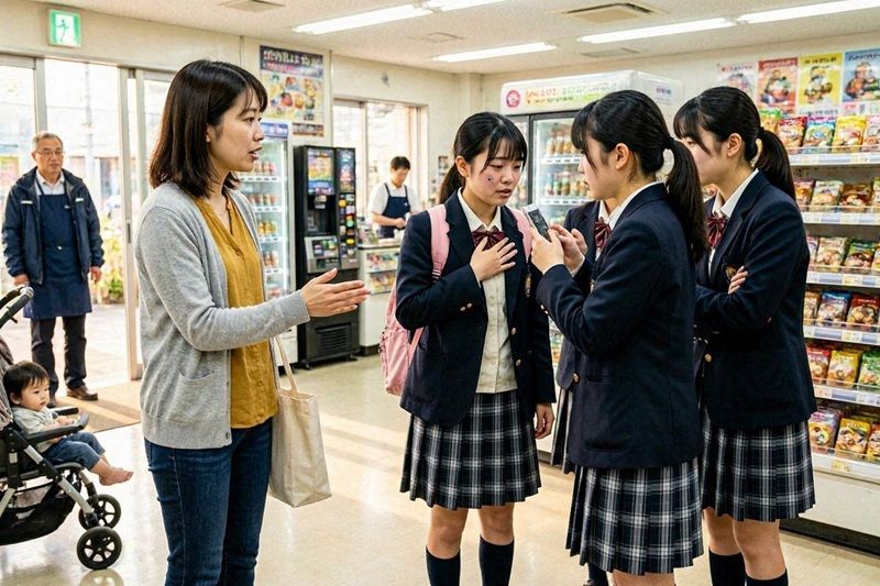 國中女生在超商被一群女同學霸凌，原PO選擇站出來。