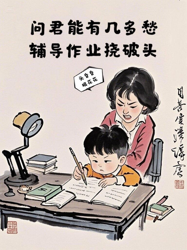 家長|父母|爸媽|孩子|寫作業|輔導作業|複習功課|育兒|親子|梗圖|爆笑|媽媽