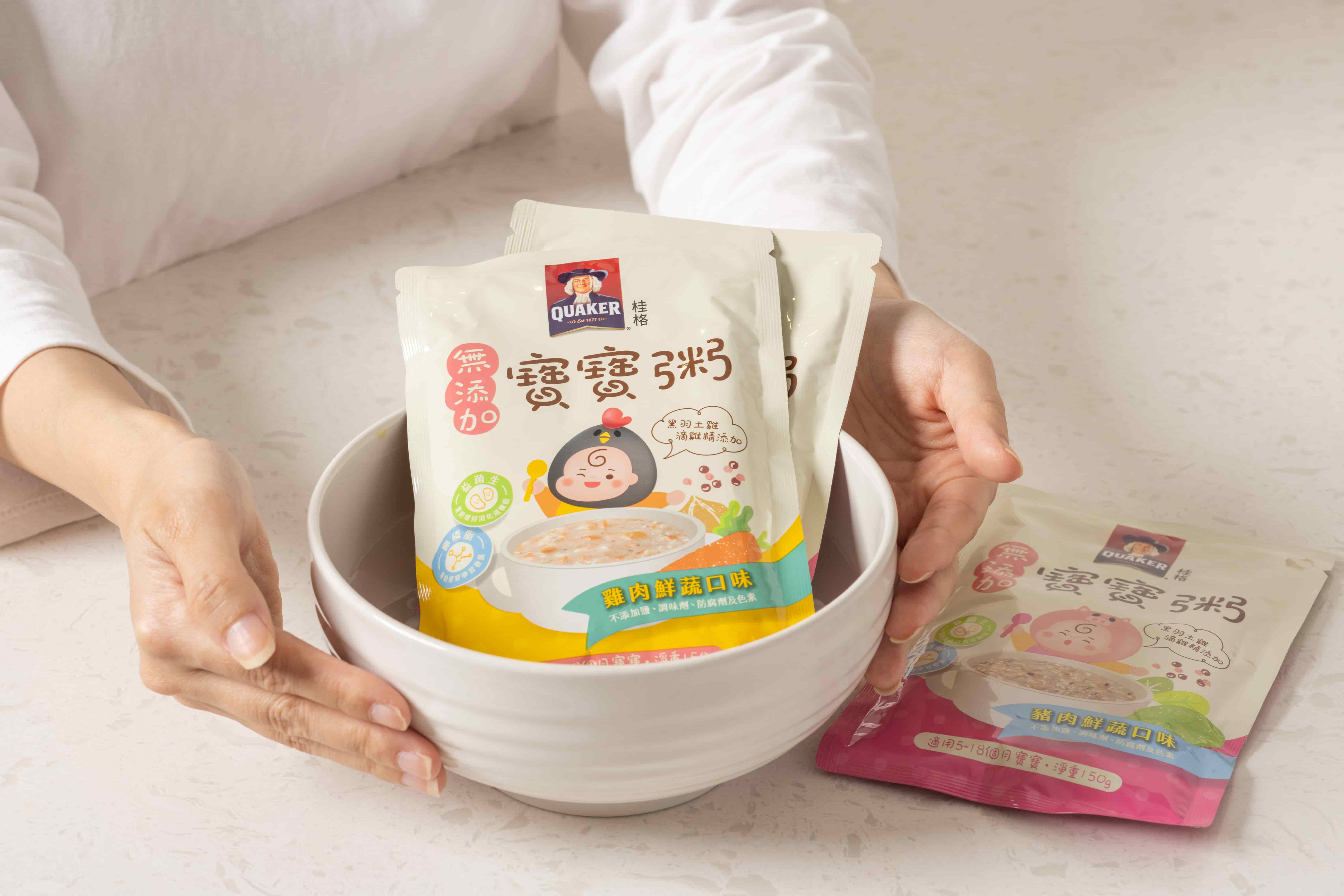 桂格無添加寶寶粥以胚芽米、紅藜穀物取代白米 再添加卵磷脂與益生菌 支持寶寶多元營養需求