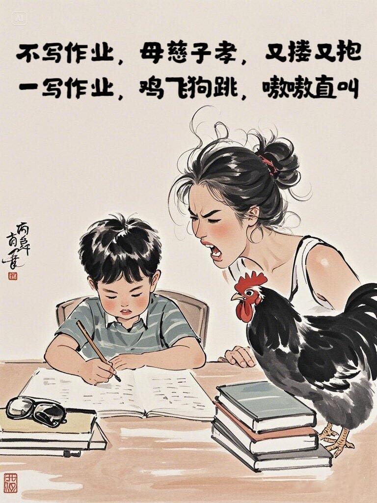 家長|父母|爸媽|孩子|寫作業|輔導作業|複習功課|育兒|親子|梗圖|爆笑|媽媽